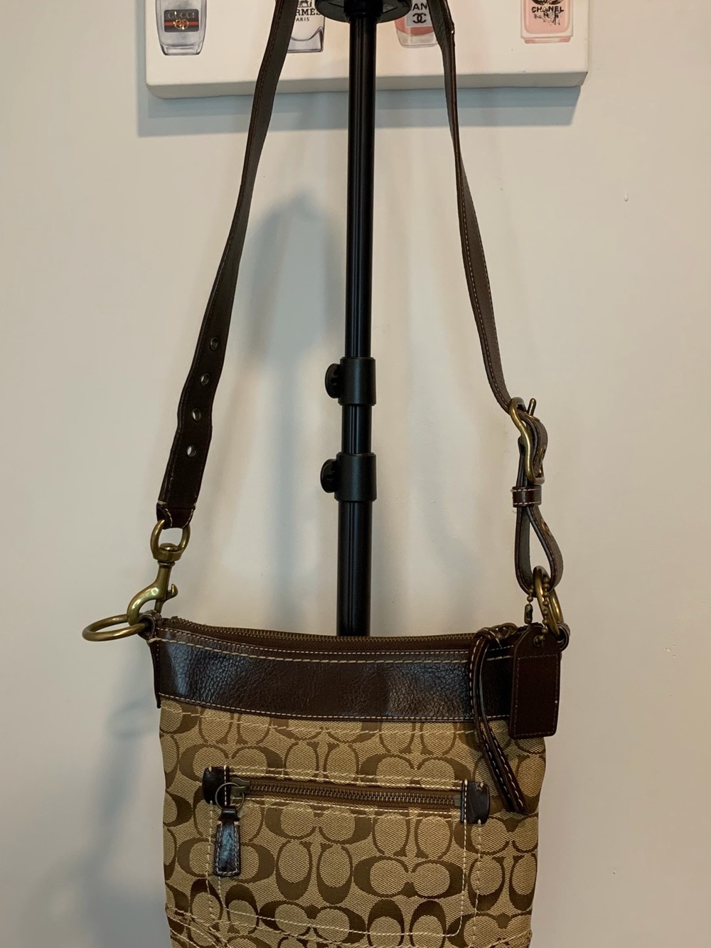 EUC Coach Brown Signature Canvas Crossbody Bag